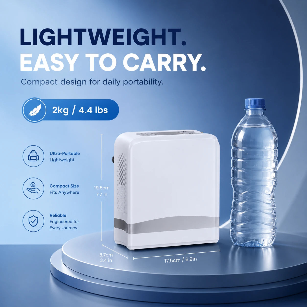 Lightweight A06S 1–7L portable oxygen concentrator for travel and daily use